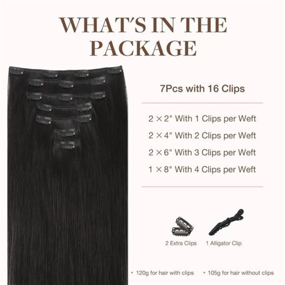 Clip in Hair Extensions Real Human Hair, Remy Human Hair Extensions - Picture 2 of 6